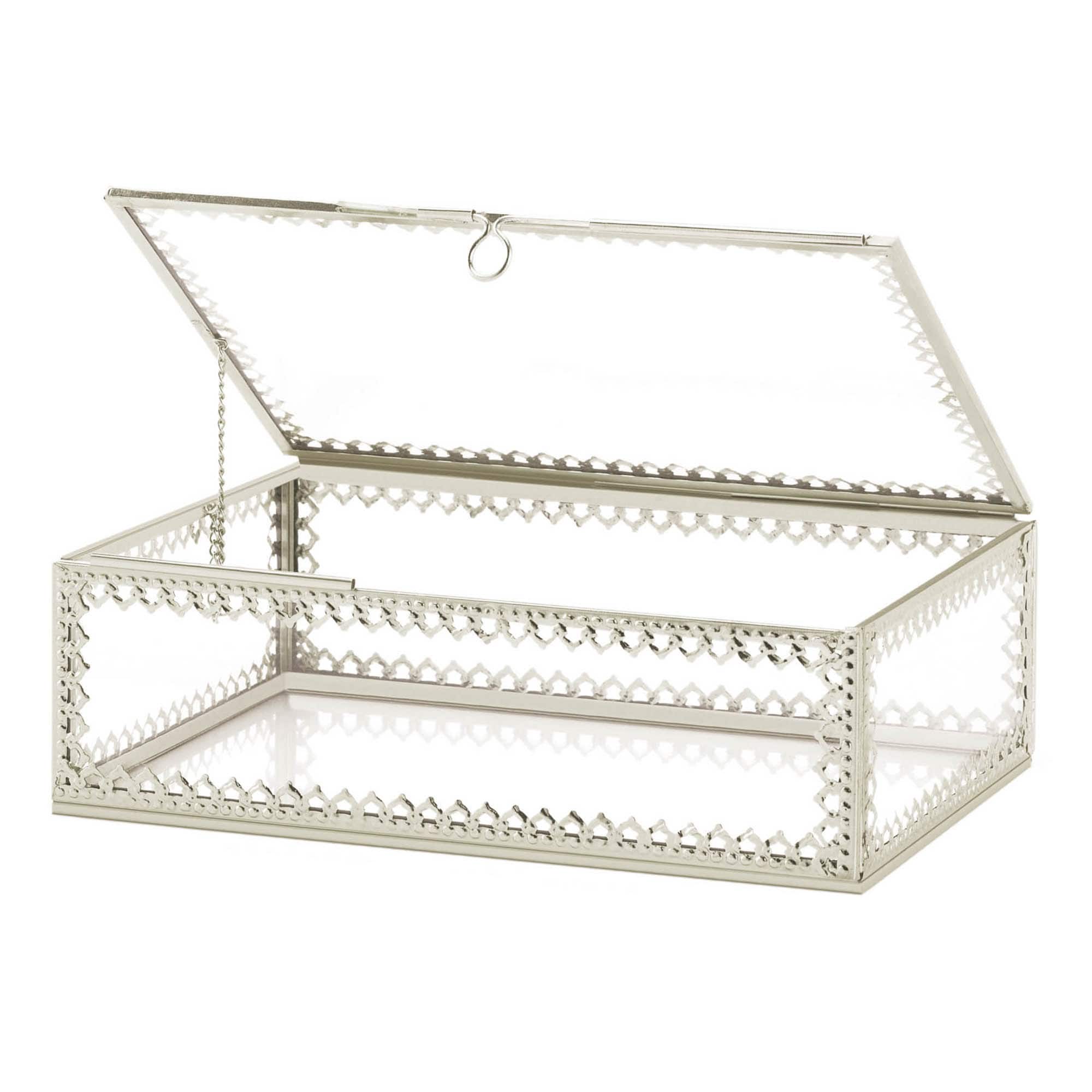 3" Silver Trim Glass Box
